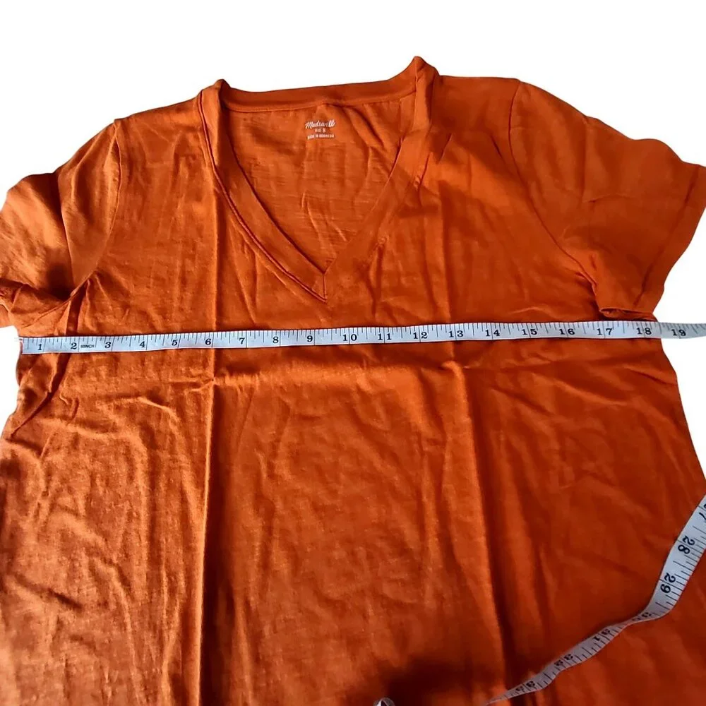 Madewell Womens V-Neck Short Sleeve T-Shirt Orange Size S Lightweight - Picture 3 of 9